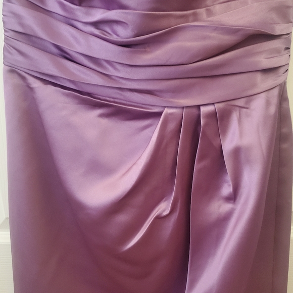 David's Bridal Bridesmaid One Shoulder Lavender Dress - Picture 4 of 6